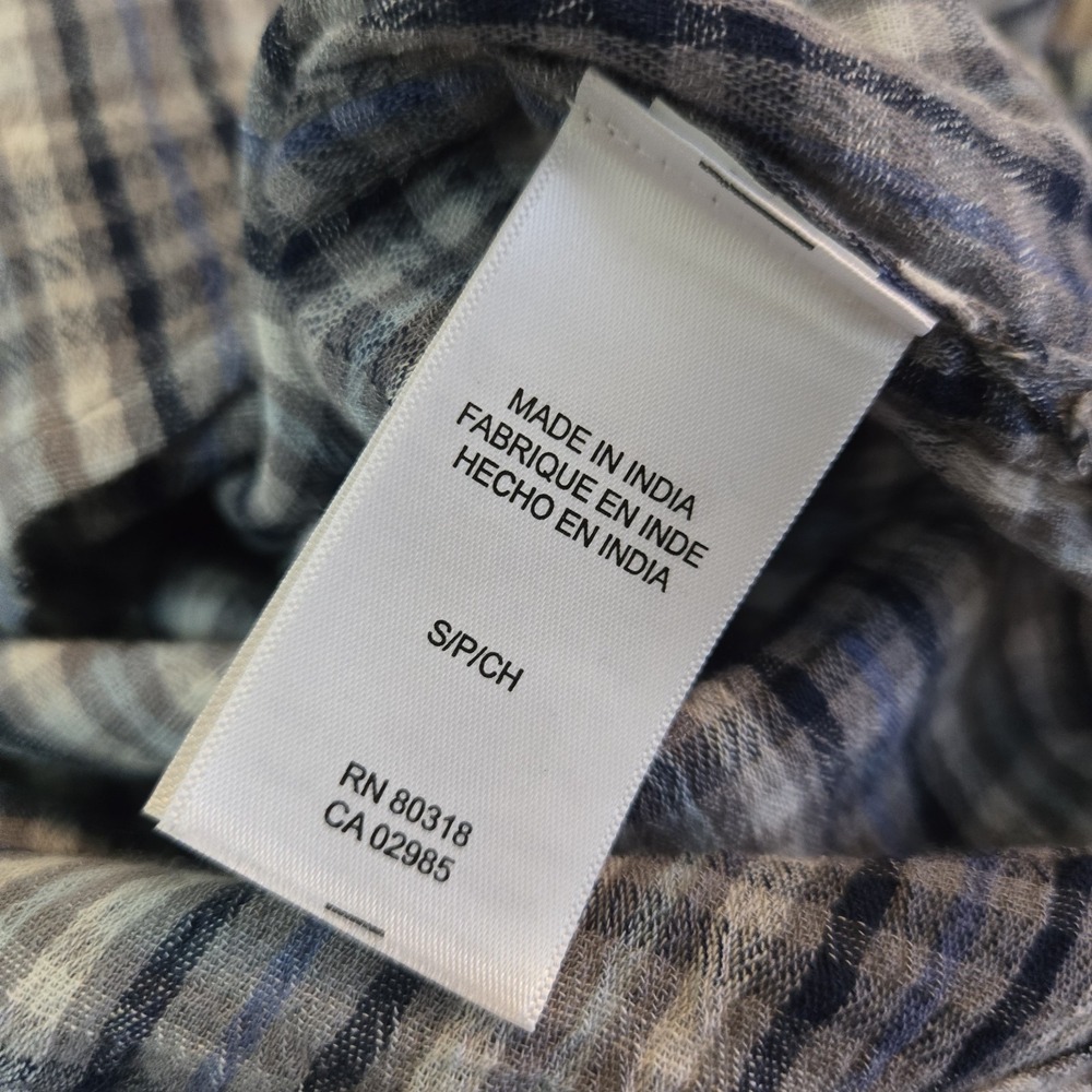 Lucky Brand Womens Small Tiny Plaid Blue Button Up Long Sleeve Pockets‎ Cowgirl - Picture 12 of 13